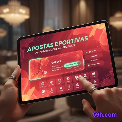 Smartphone com app 59h.com em uso mobile prático
